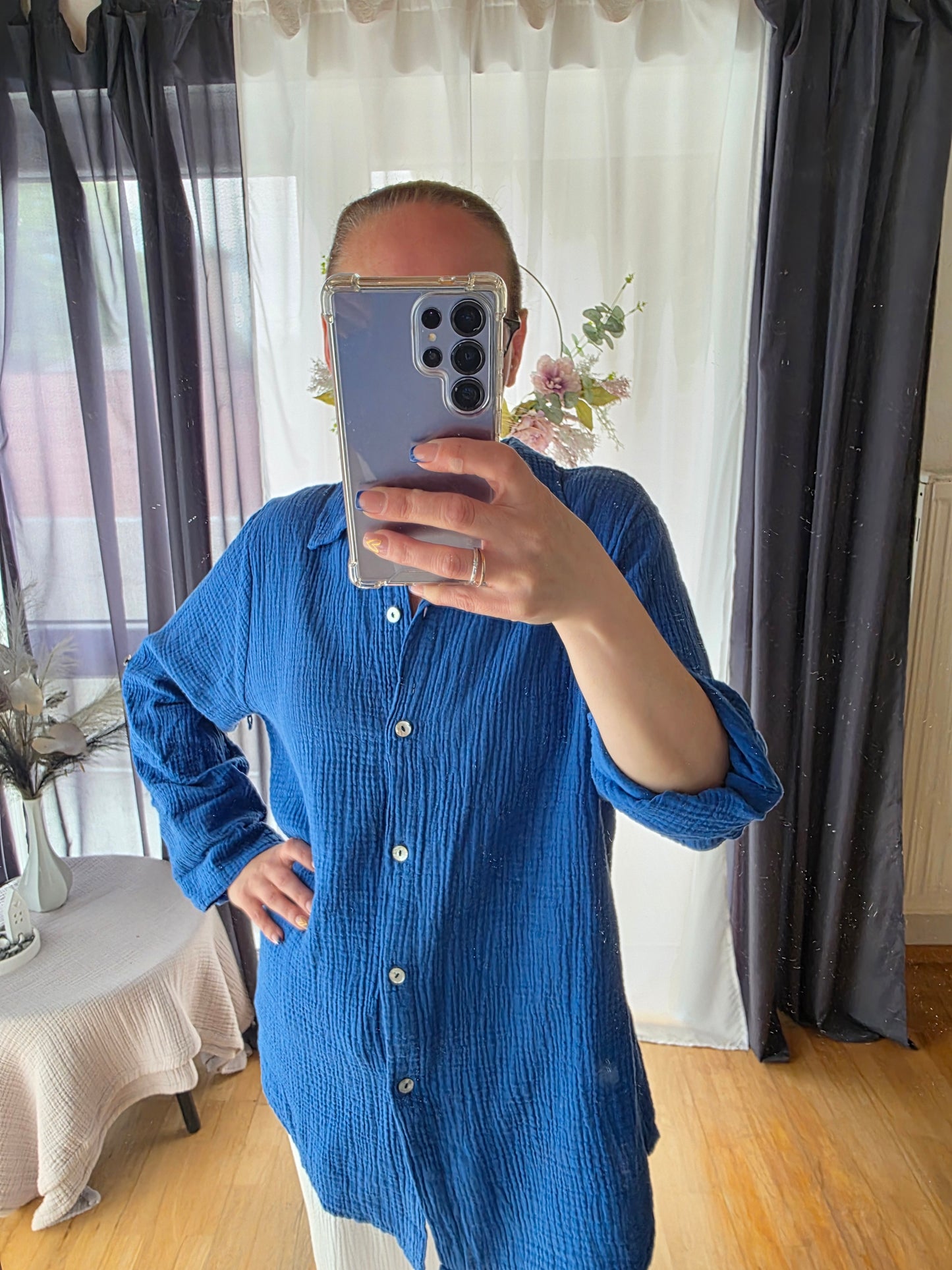 Musselin Blusen in Unifarben