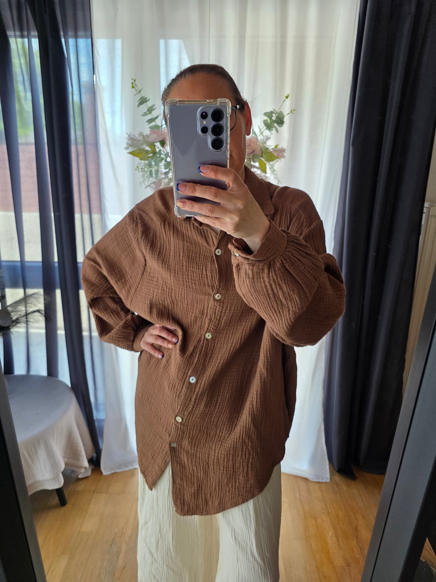 Musselin Blusen in Unifarben